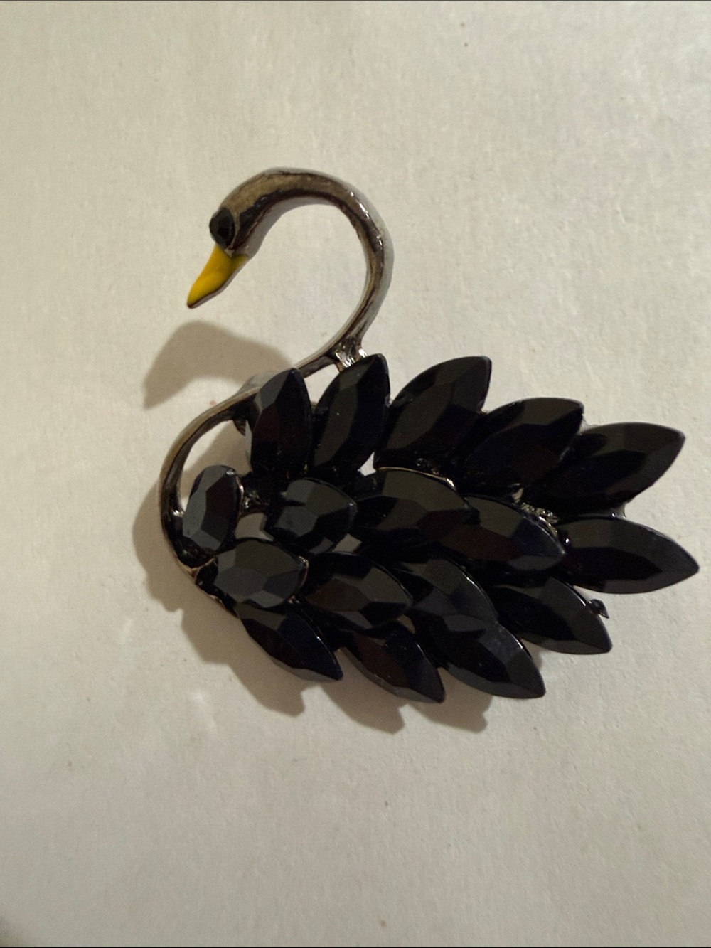 Elegant Black Swan Crystal Brooch